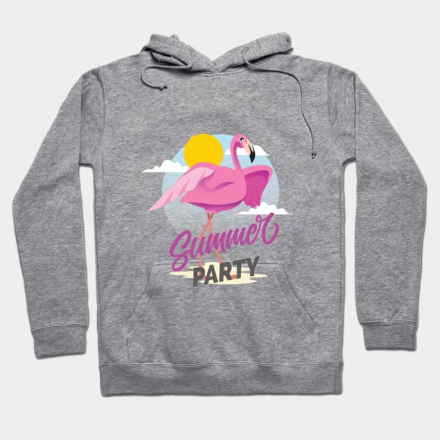 Summer sun pink flamingo Hoodie by hcreativeart